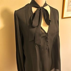 Paige black chiffon tie pussy bow blouse